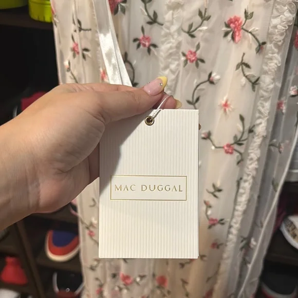 Mac Duggal Floral Embroidered White Dress - Picture 9 of 12